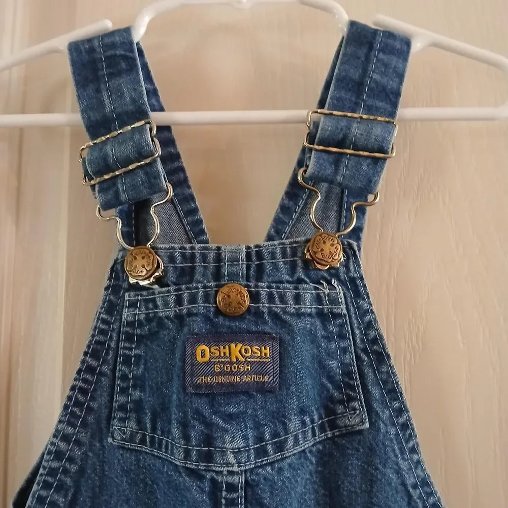 Vintage 90s Made in USA OshKosh B'gosh Denim Overalls 2T Classic Basic Utility